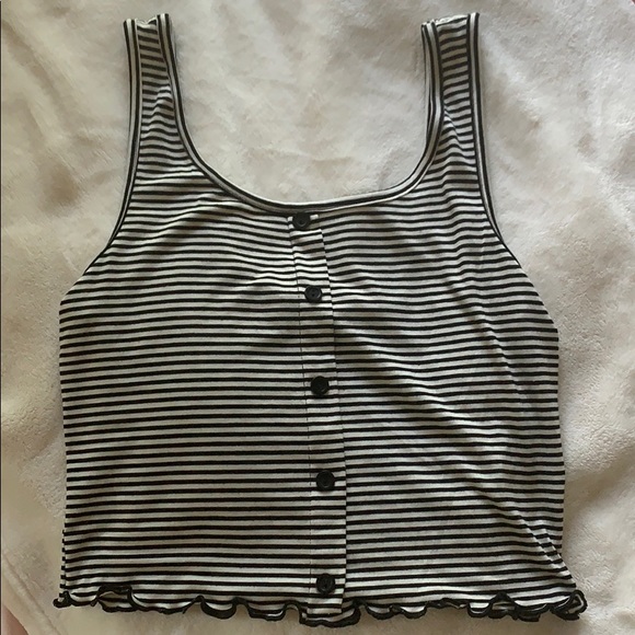 Gaze black and white crop tank top - Picture 2 of 3